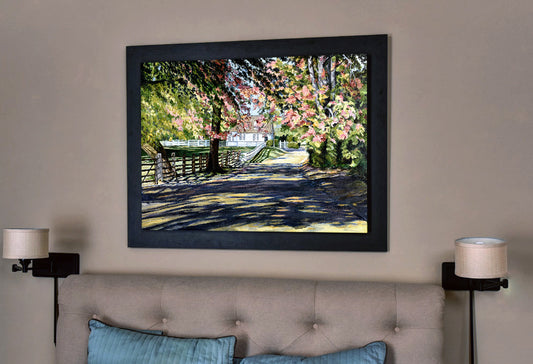 Large Original Oil Painting. Shadowed Lane by Laurie Humble