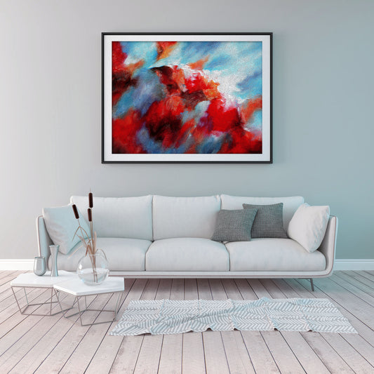Contemporary Abstract Volcano Oil Painting Fine Art Print