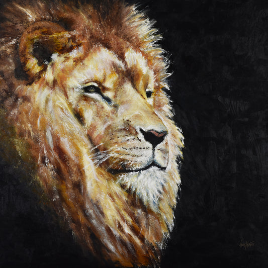 Majestic Lion, Original Oil Finger Painting