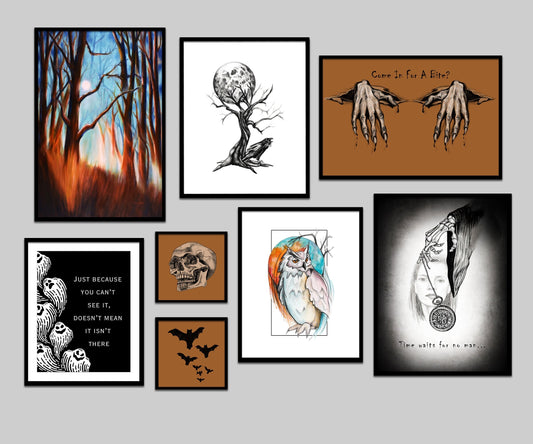 Halloween Gallery Wall, Set of 8 Digital Prints