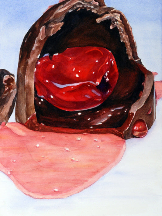 Chocolate Covered Cherry, Original Watercolor Painting