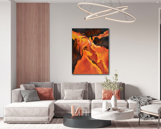 Abstract Fire Figure Oil Painting Fine Art Print