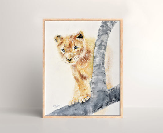 Lion Cub Original Oil Finger Painting