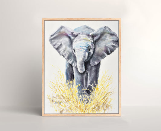 Baby Elephant Original Oil Finger Painting