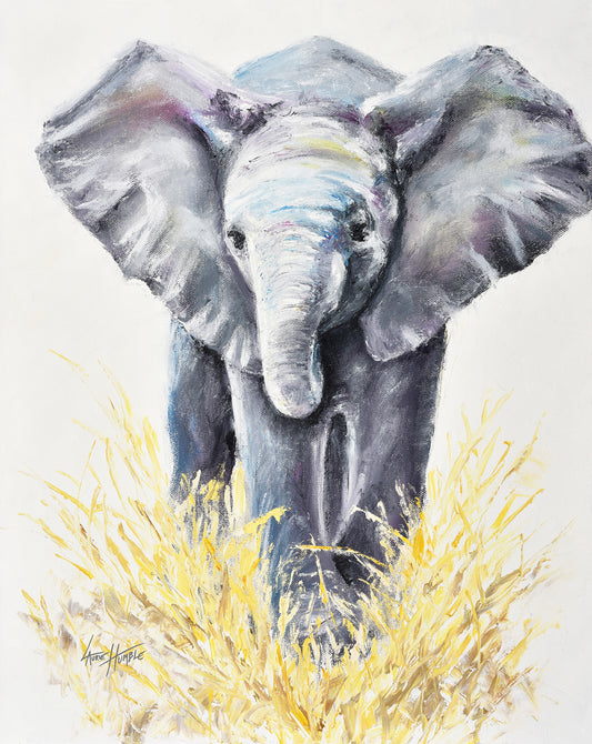 Baby Elephant Original Oil Finger Painting
