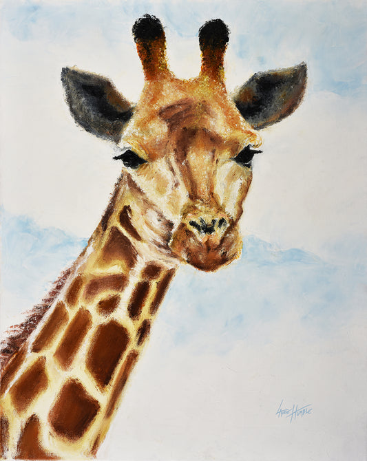 Young Giraffe Original Oil Finger Painting