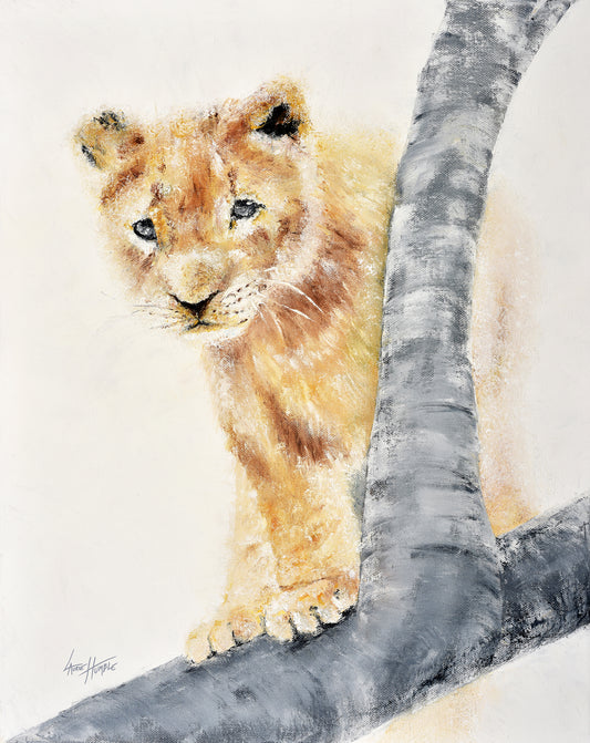 Lion Cub Original Oil Finger Painting