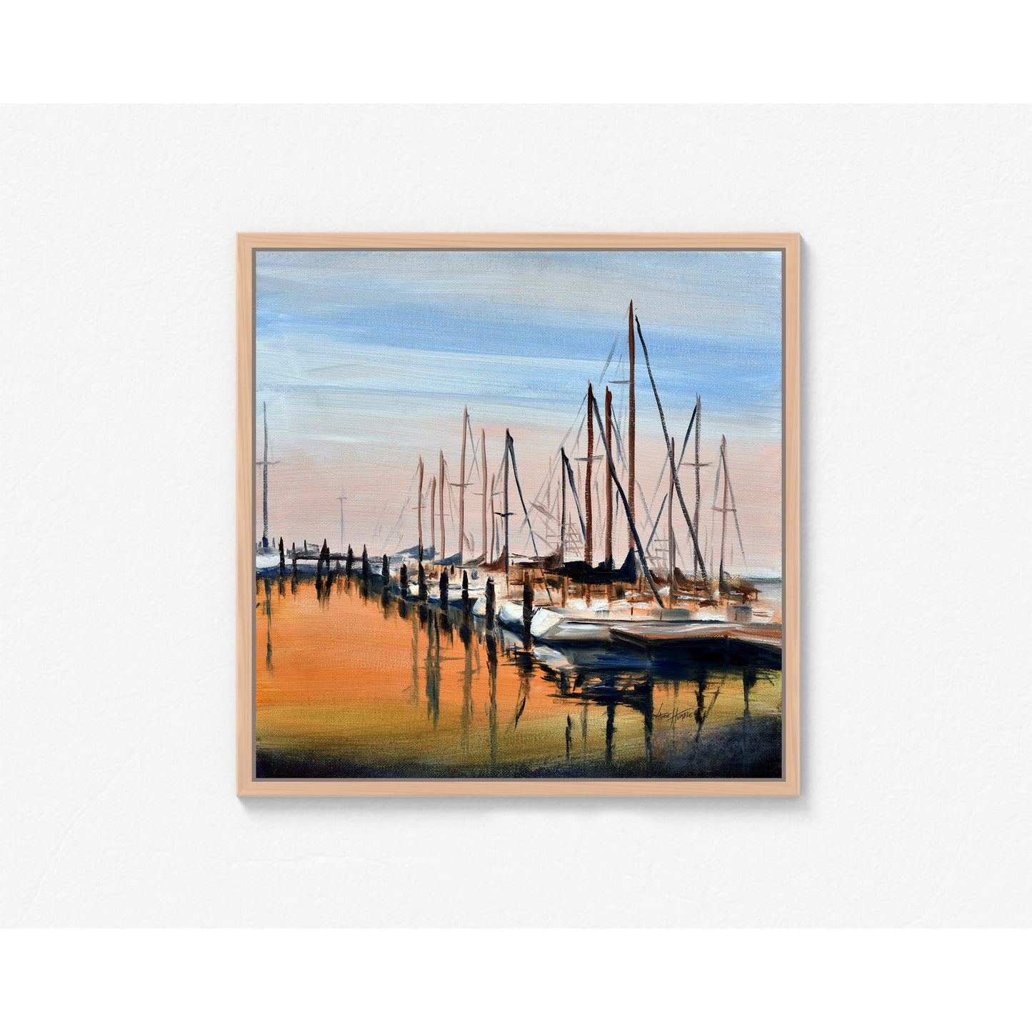 Marina Sunset, Original Oil Painting