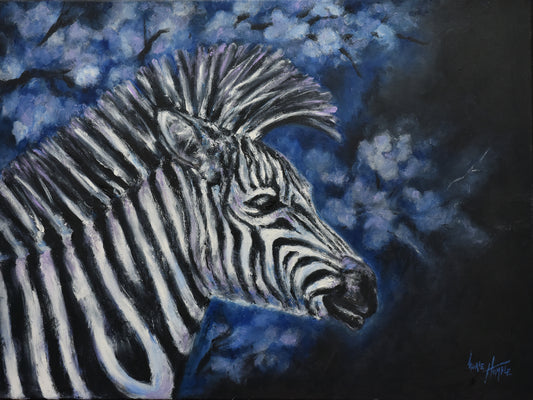 Festive Zebra Original Oil Finger Painting