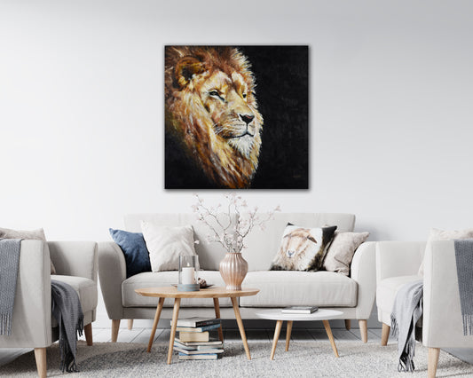 Majestic Lion, Original Oil Finger Painting