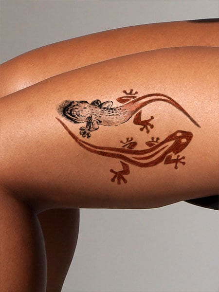 3D Tribal Gecko Tattoo Design