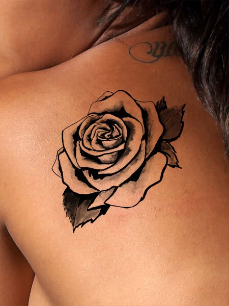 Art Deco Rose Tattoo Design