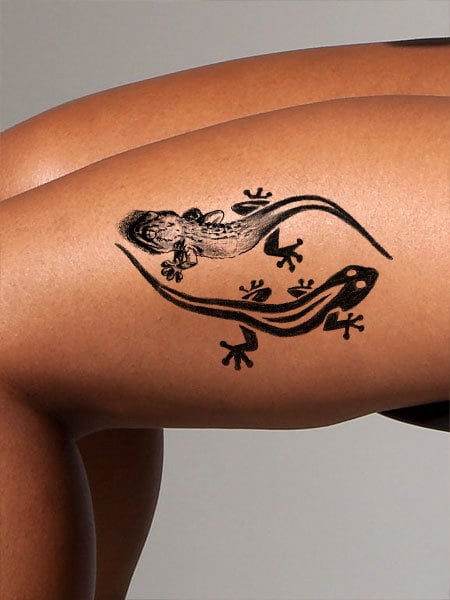 3D Tribal Gecko Tattoo Design