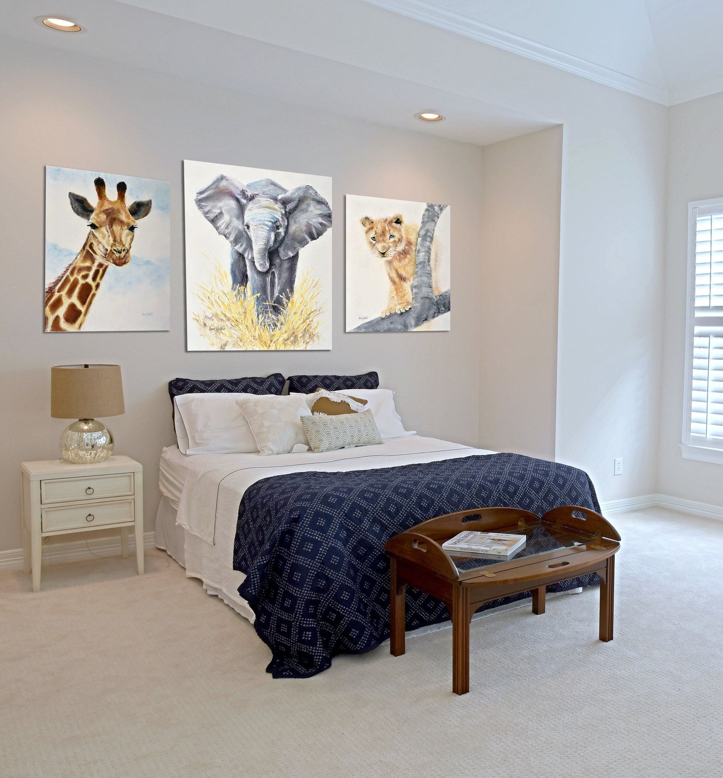 Kids Room Wall Art, Elephant Painting, Canvas Print, African Art, Large Wall Art, Safari Nursery Print, Oil Painting