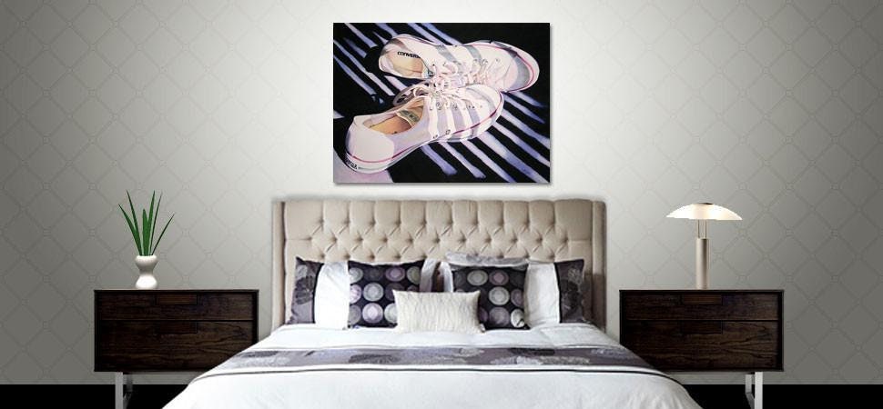 Above Bed Decor, Chucks Shoes, Watercolor Painting, Kids Room Decor, Large Wall Art, Canvas Print