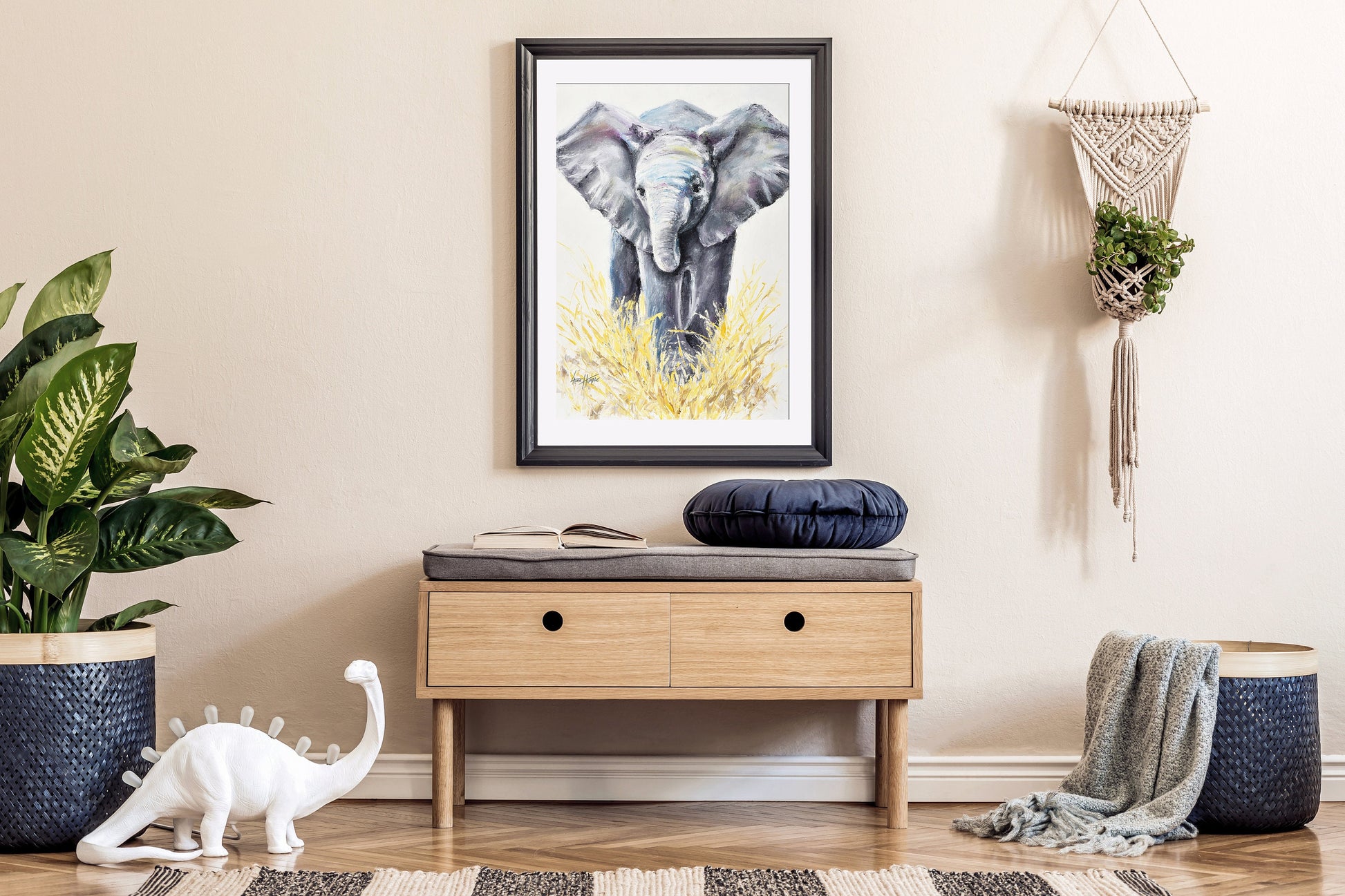 Fine art paper print of baby elephant, perfect for framing