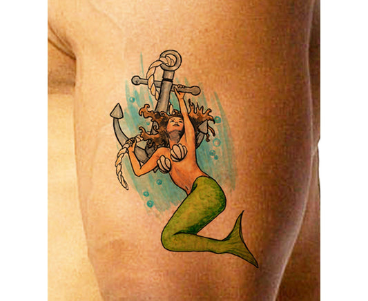 Mermaid Anchor Tattoo Design