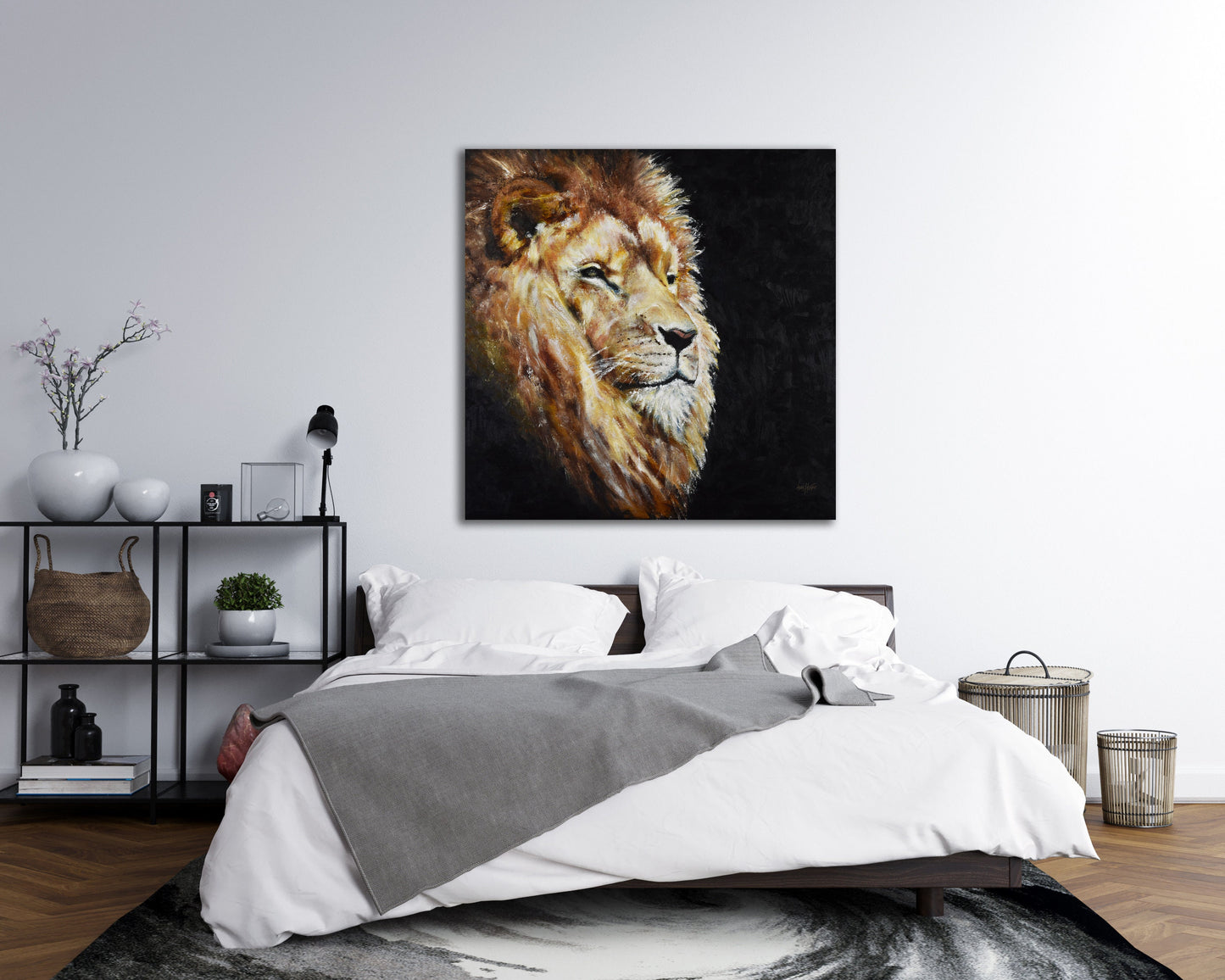 Lion Painting, Large Wall Art, African Art, Above Bed Decor, Oil Painting, Large Canvas Art, Canvas Print