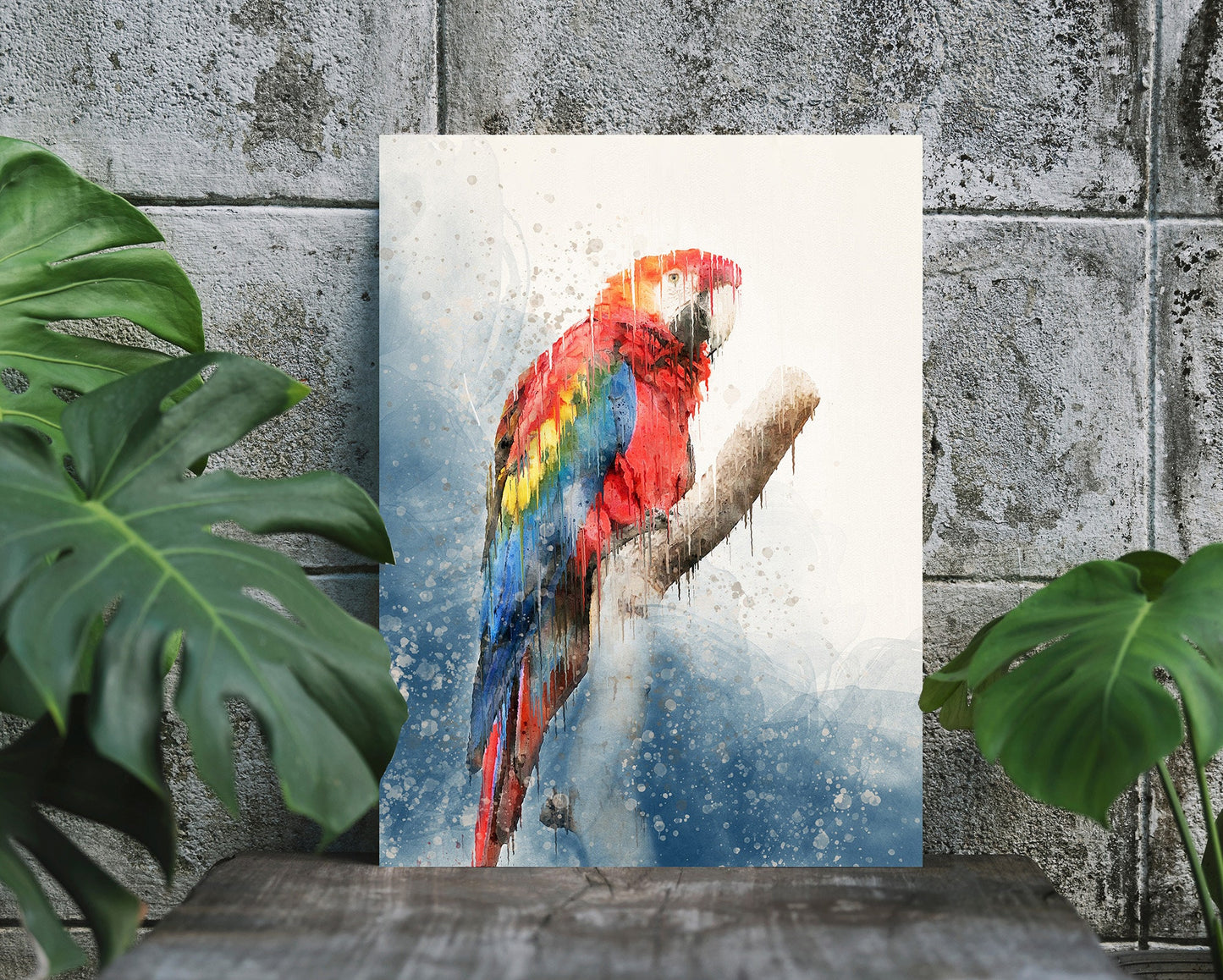 Parrot Print, Red, Macaw, Bird Prints, Rainforest, Bedroom Wall Art, Watercolor Painting, Canvas Print