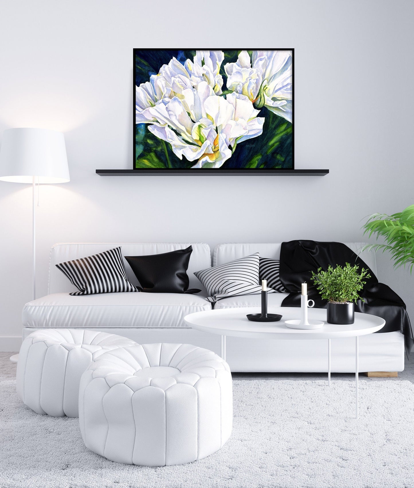 White Floral Abstract Fine Art Print