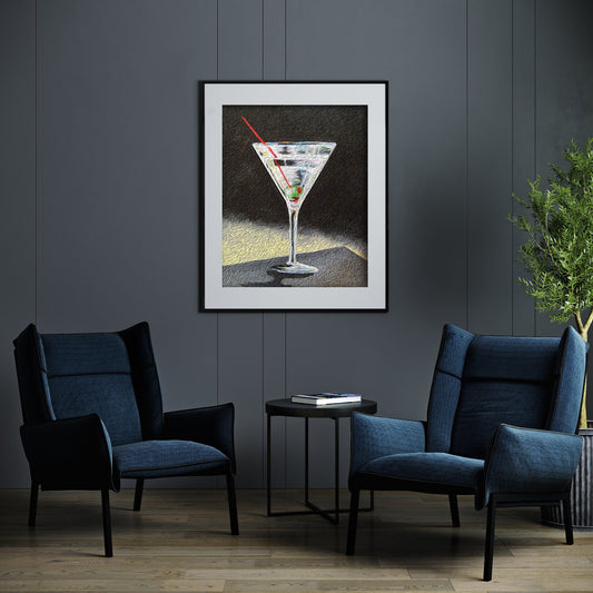 Bar Art, Cocktail Poster, Martini Poster, Canvas Print, Oil Painting, Retro Cocktail Print, Large Wall Art