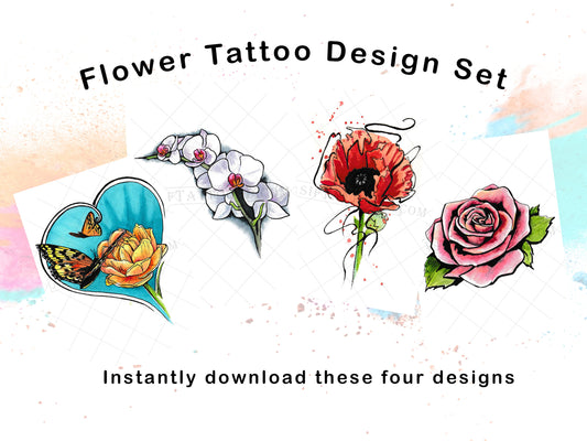 Flower Tattoo Design Set