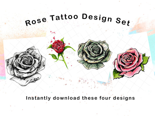 Rose Tattoo Design Set