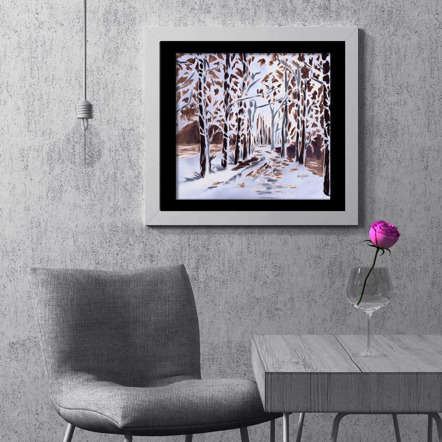 Snowy Landscape, Above Bed Decor, Canvas print, Oil Painting, Rustic Home Decor, Large Wall Art