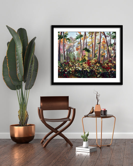 Forest Oil Painting, Above Bed Decor, Framed Wall Art, Woodland, Landscape Painting, Large Art Print