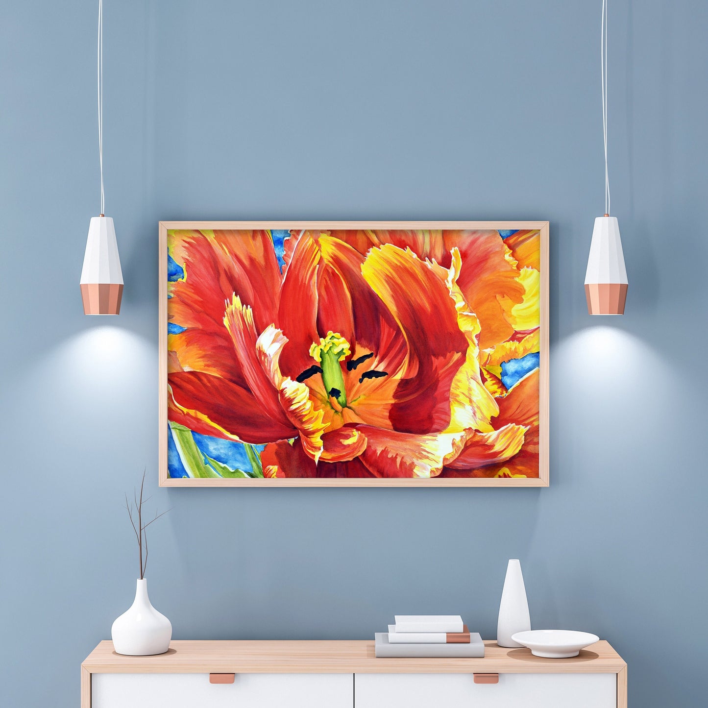 Extra Large Wall Art, Tulip Painting, Above Bed Art, Modern Wall Art, Gift For Her, Canvas Print