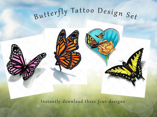 3D Tattoo Butterfly Tattoo Design Set