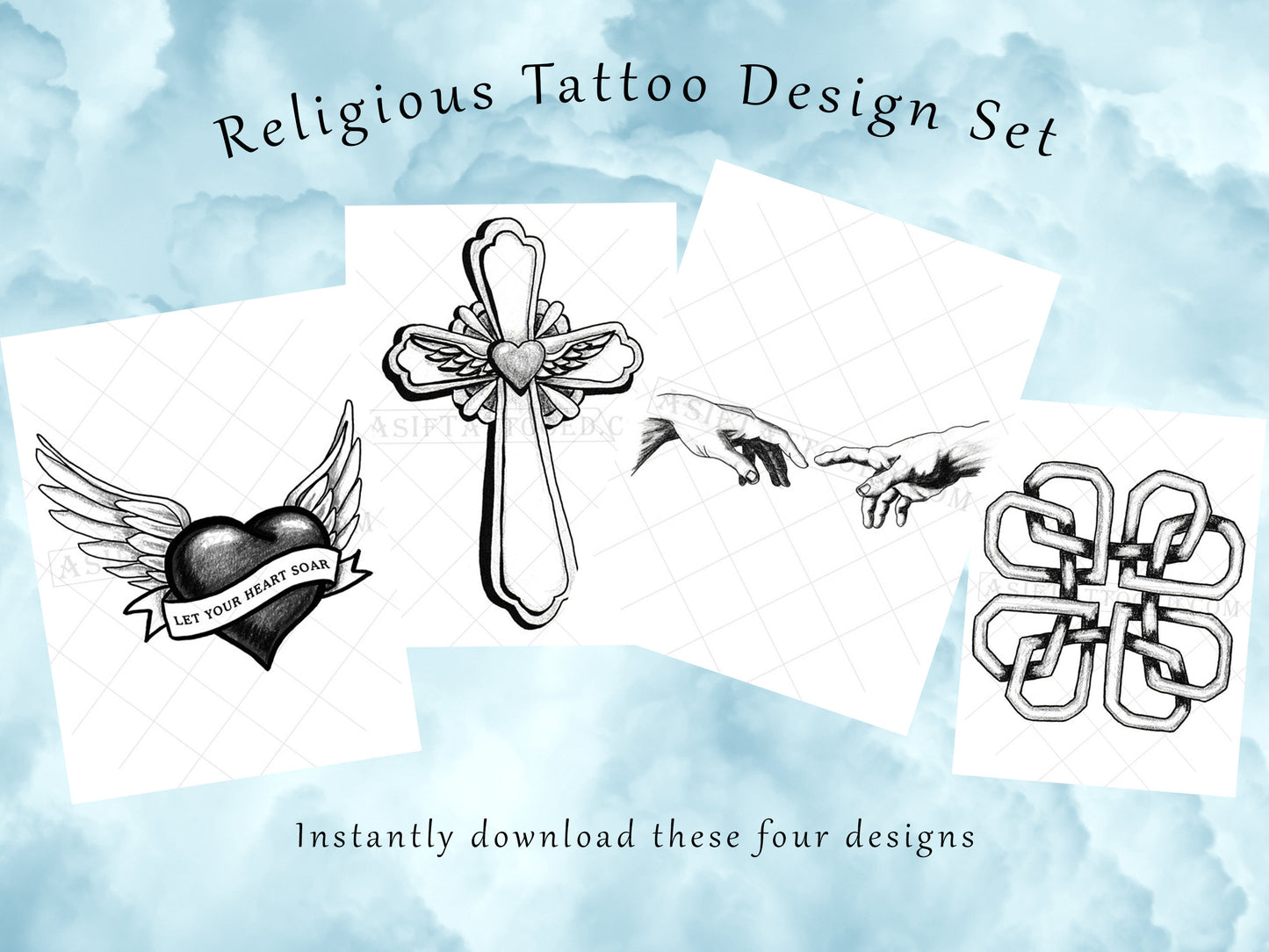 Set of 4 Spiritual Tattoo Designs