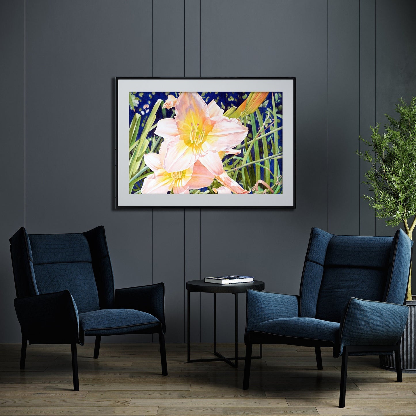 Pink, Lily, Large Canvas Art, Watercolor Painting, Large Wall Art, Flower Painting, Canvas Print