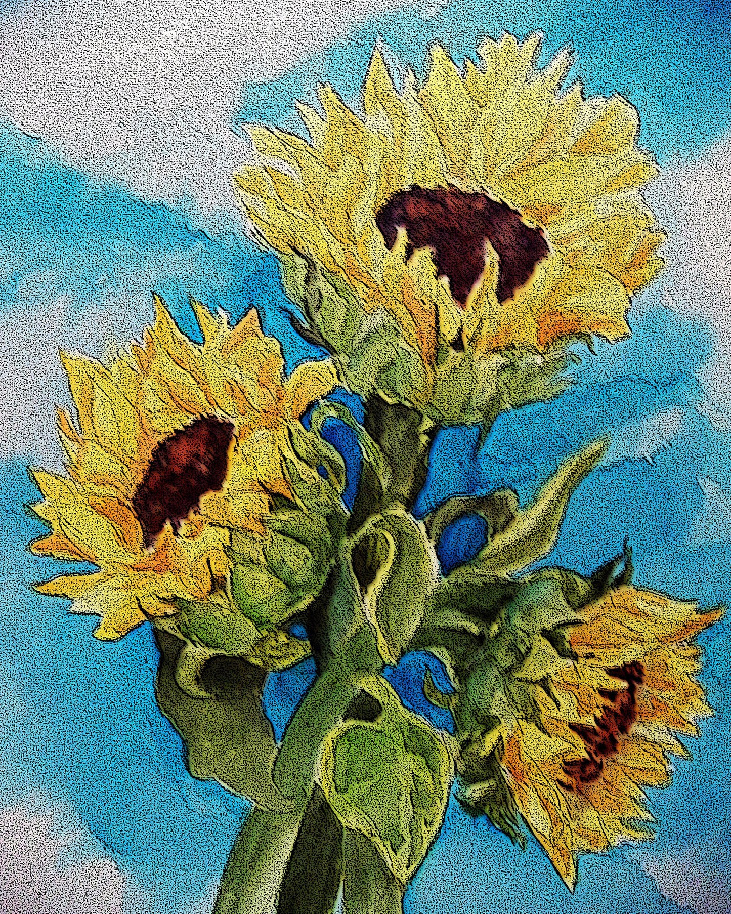 Sunflower Painting, Canvas Art, Oversized Framed Wall Art, Cottagecore Poster, Art Print, Large Wall Art