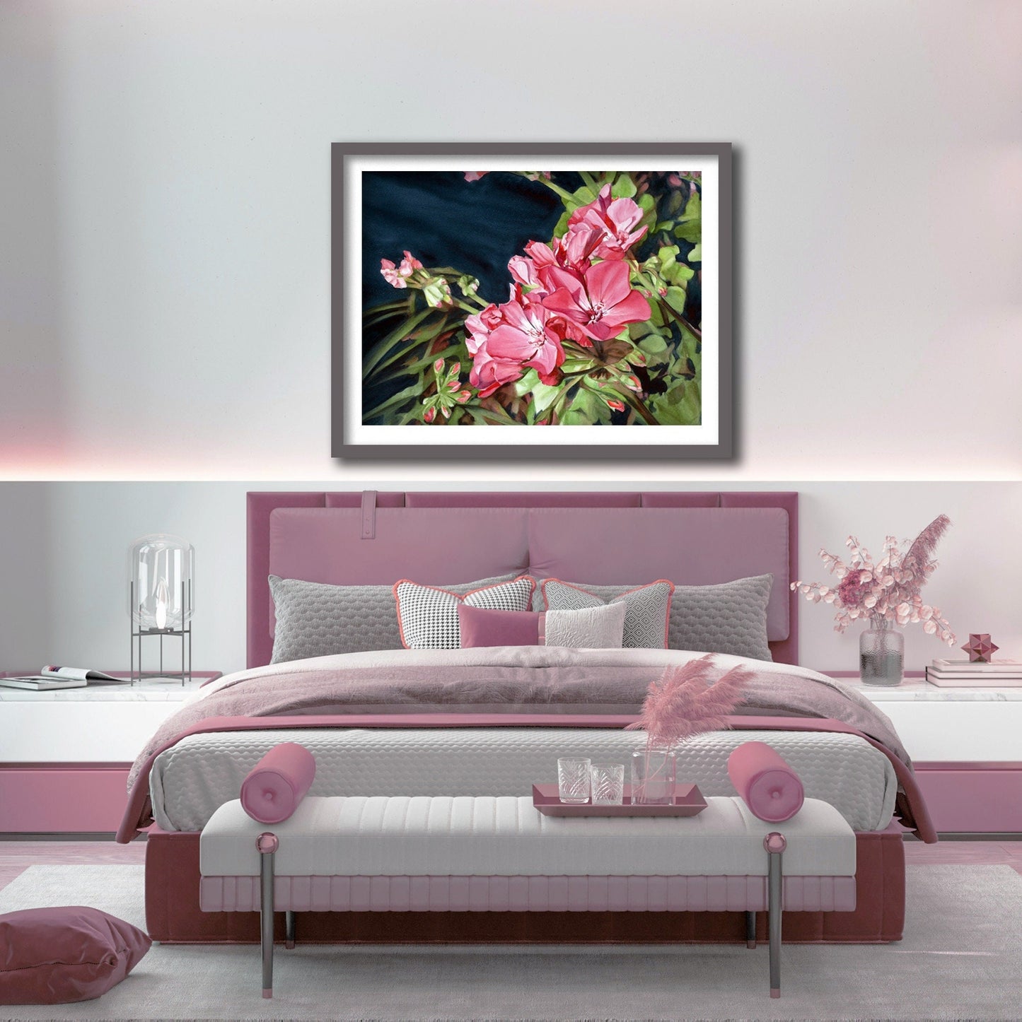 Evening Pink Floral Fine Art Print