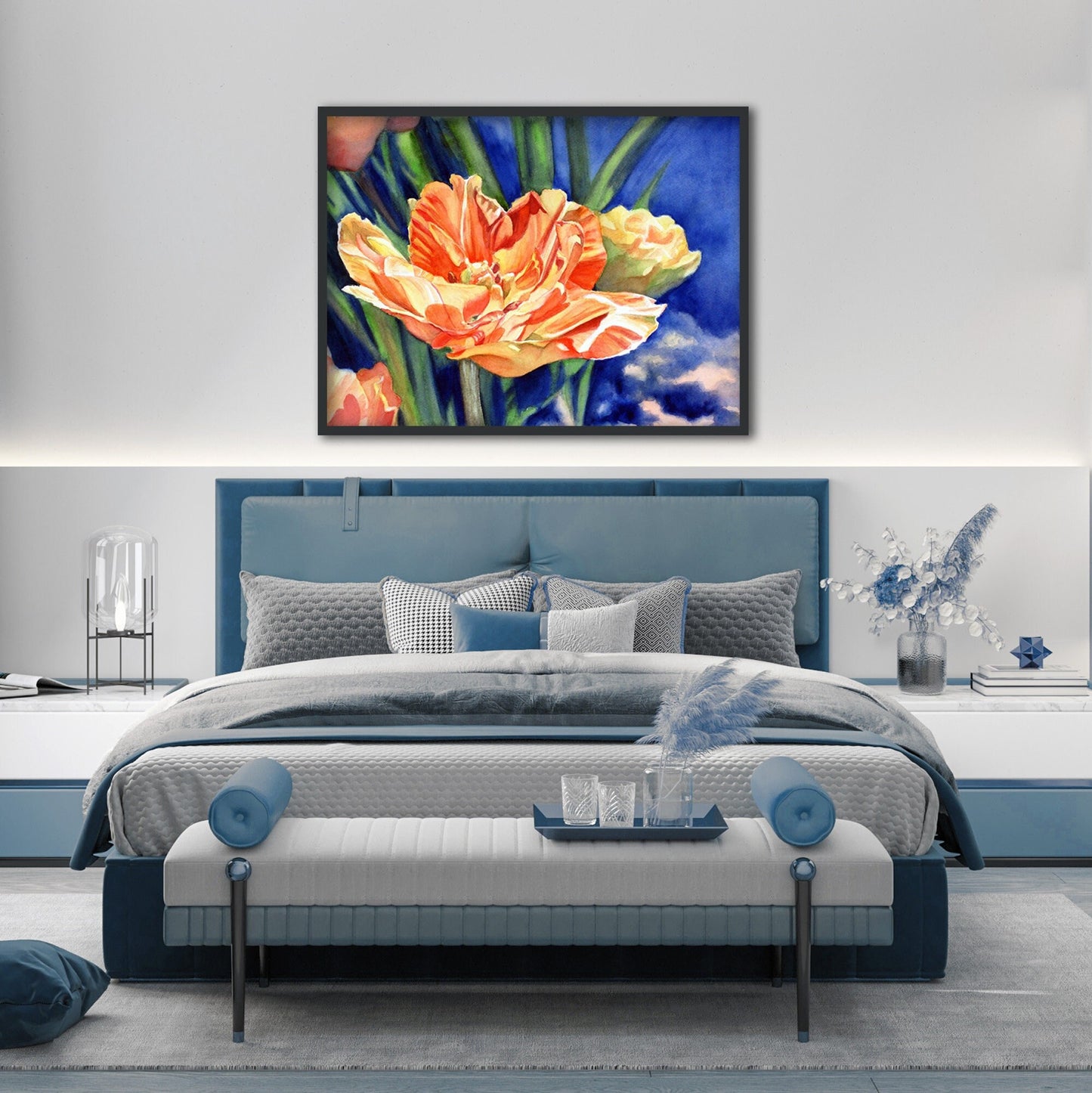 Oversized Wall Art, Tulip Painting, Watercolor Flowers, Tulip Bloom , Floral Wall Art, Living Room Art, Canvas Print