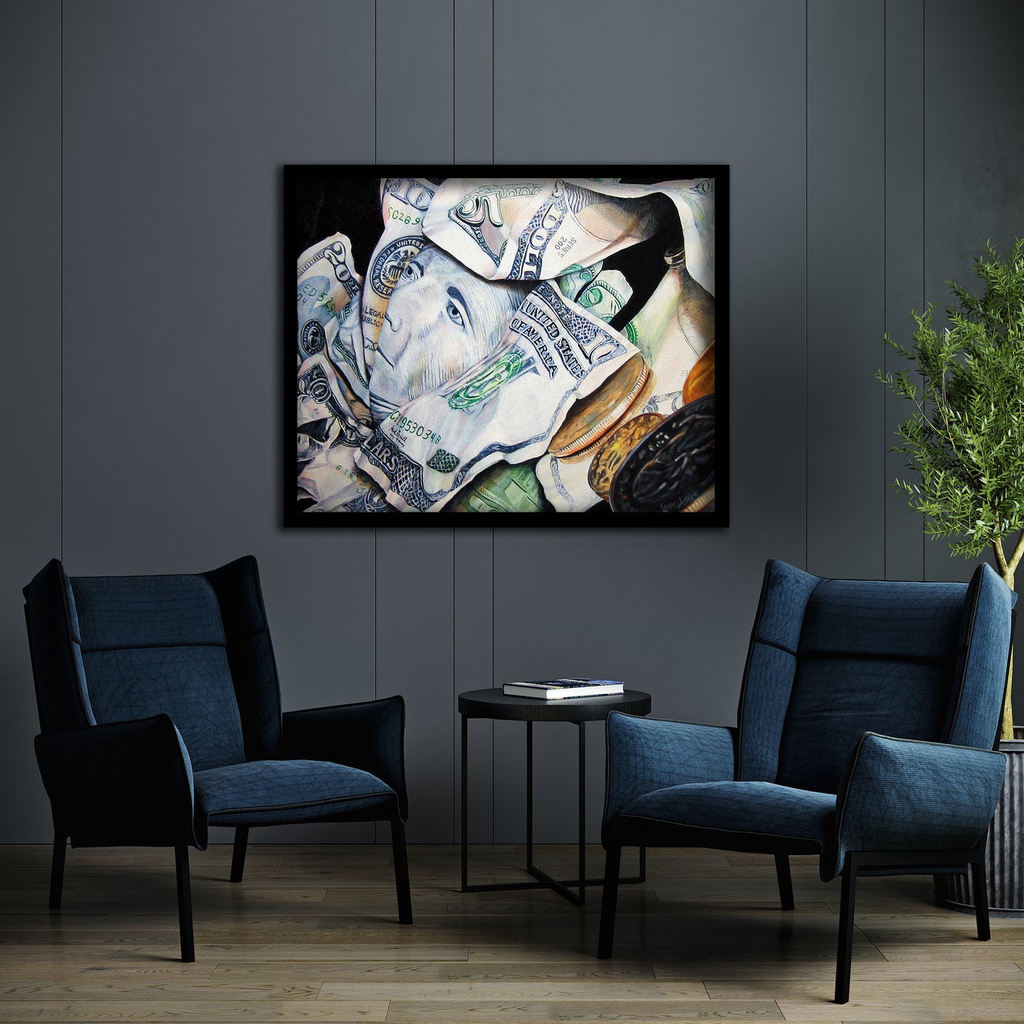 Office Wall Art, Money Poster, Gift For Boss, US Currency, Large Wall Art, Oil Painting, Large Canvas Art