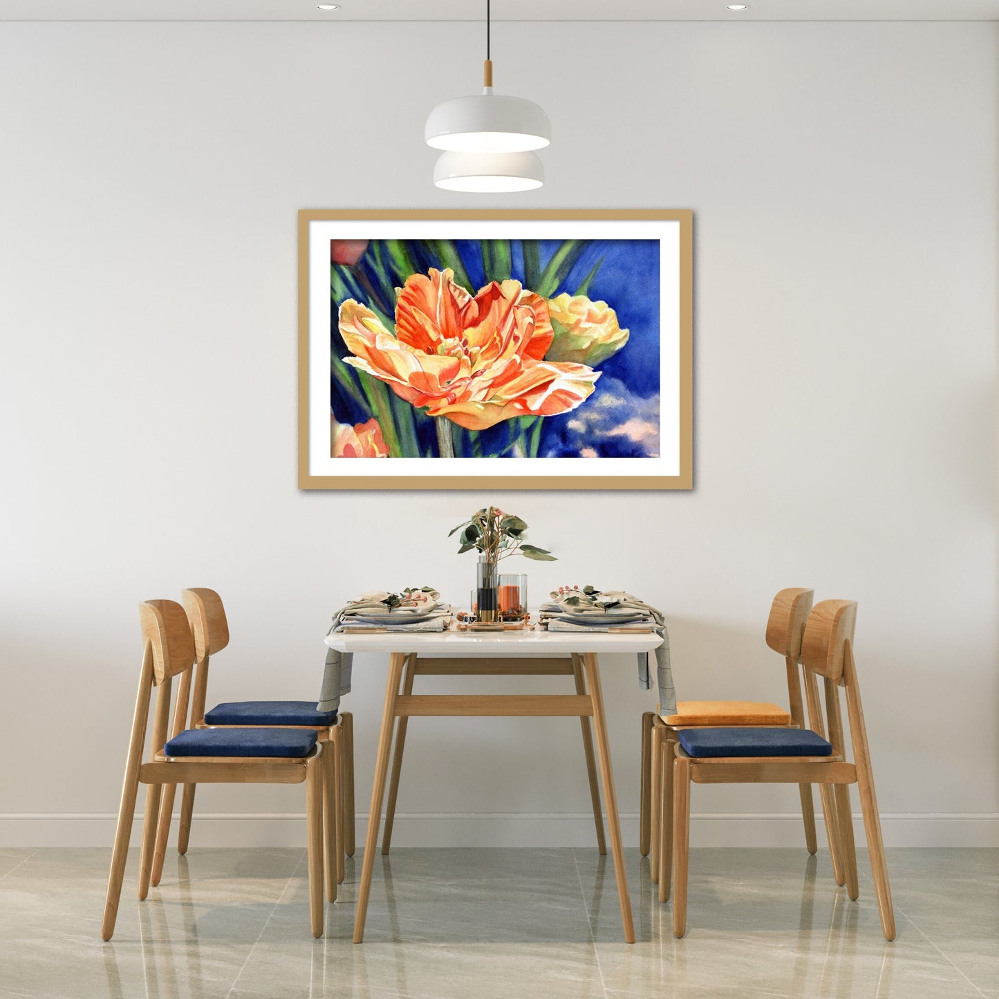Oversized Wall Art, Tulip Painting, Watercolor Flowers, Tulip Bloom , Floral Wall Art, Living Room Art, Canvas Print