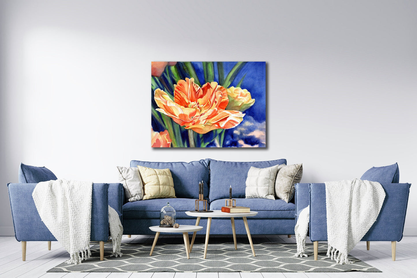 Large Tulip Bloom Watercolor Flower Digital Print