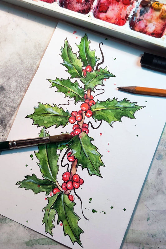 Christmas Holly Tattoo Design