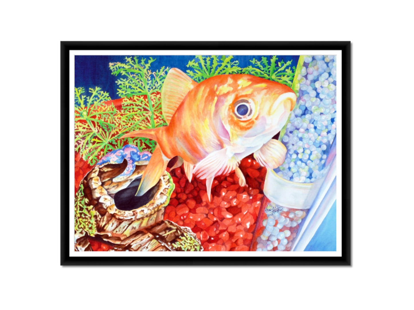 Fish Painting, Aquarium, Goldfish Art, Kids Room Decor, Large Wall Art, Watercolor Painting