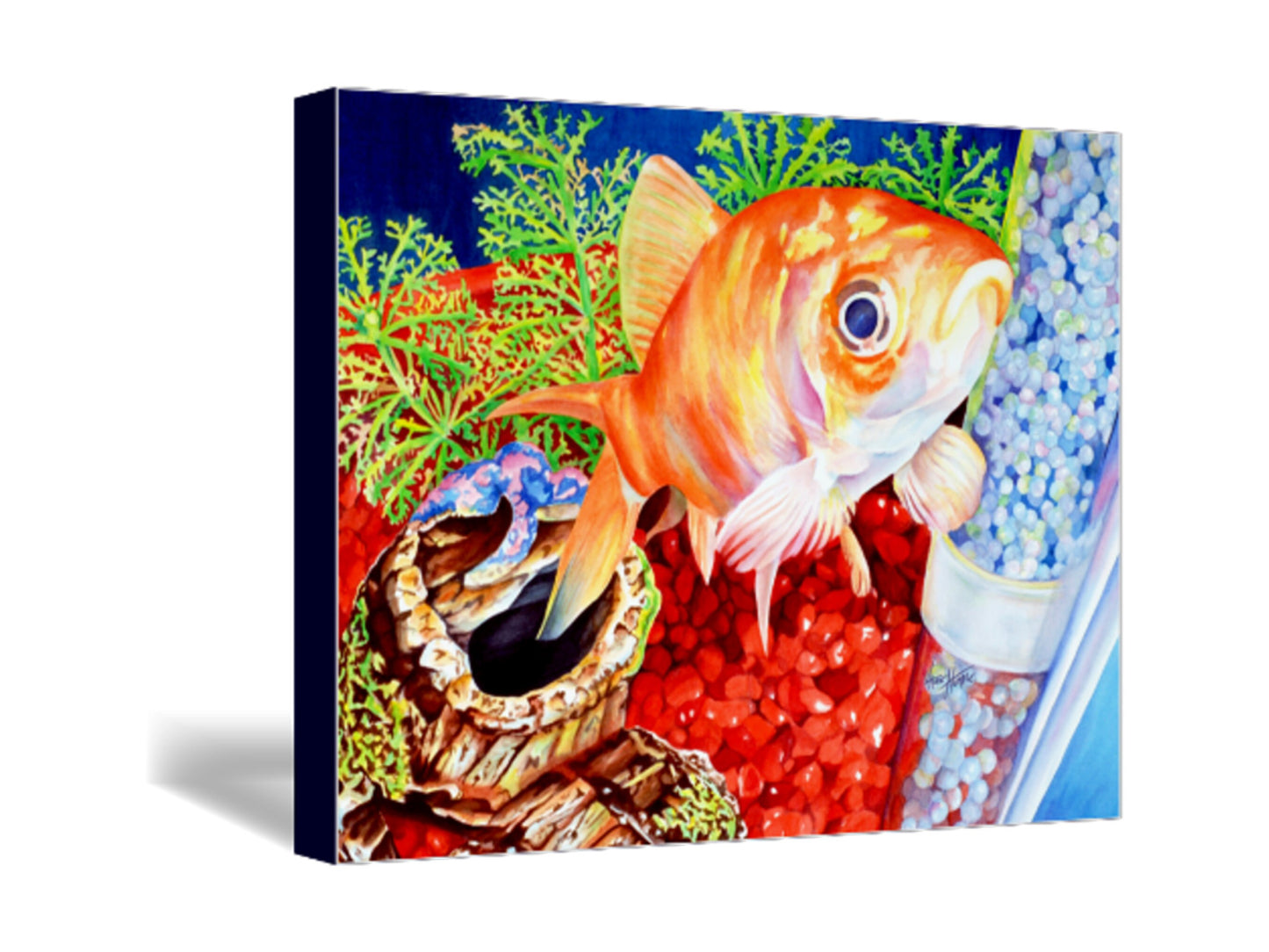 Fish Painting, Aquarium, Goldfish Art, Kids Room Decor, Large Wall Art, Watercolor Painting