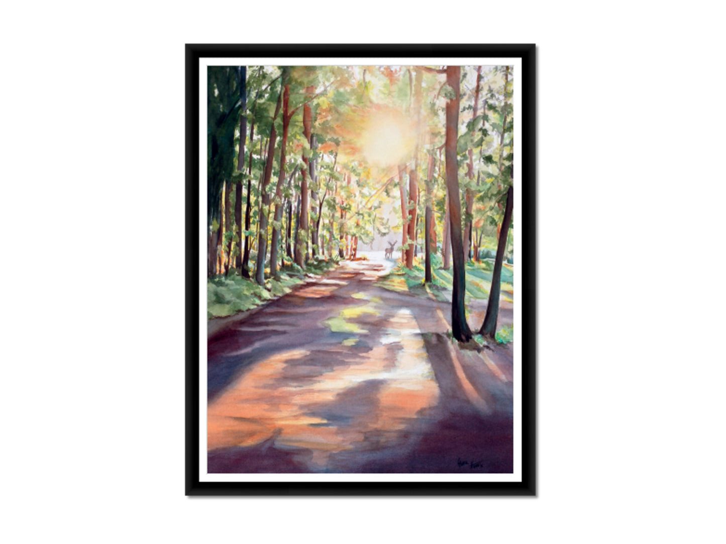 Large Canvas Art, Watercolor Painting, Forest Wall Art, Landscape Painting, Oversized Framed Wall Art, Art Print,