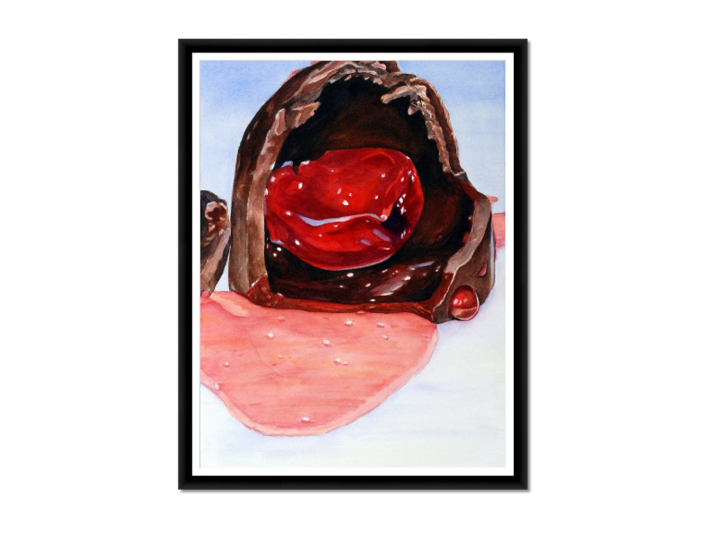 Retro Wall Art. Candy Poster, Watercolor Painting, Large Wall Art, Chocolate Covered Cherry, Large Canvas Art