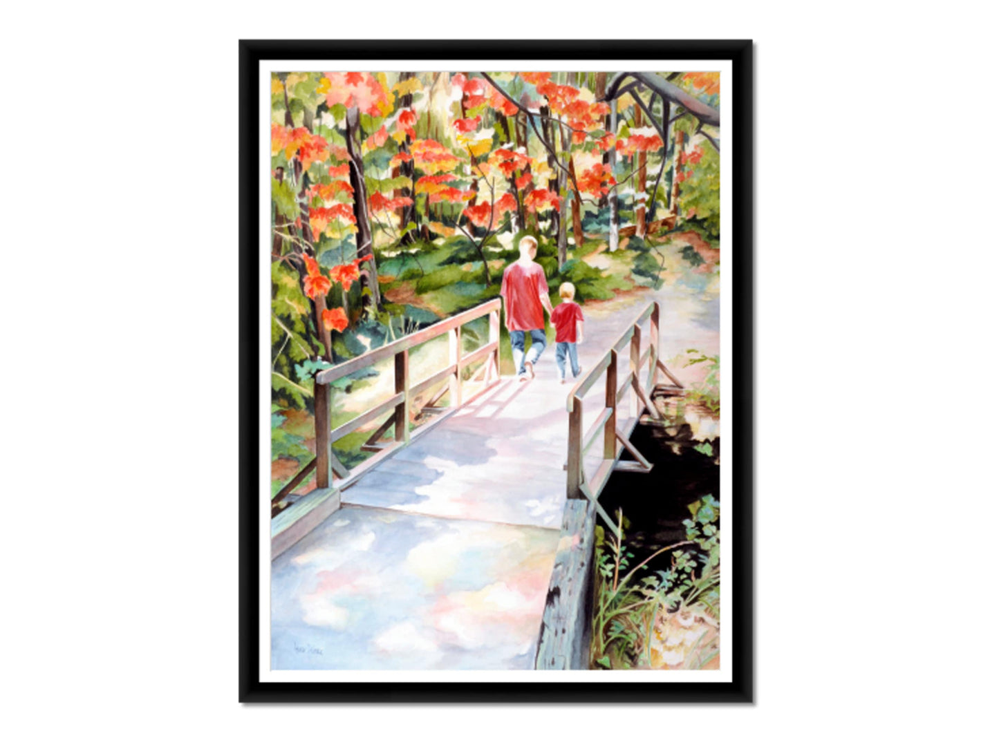 Forest Watercolor, Figurative Art, Oversized Framed Wall Art, Watercolor Painting, Fall Painting, Landscape Painting