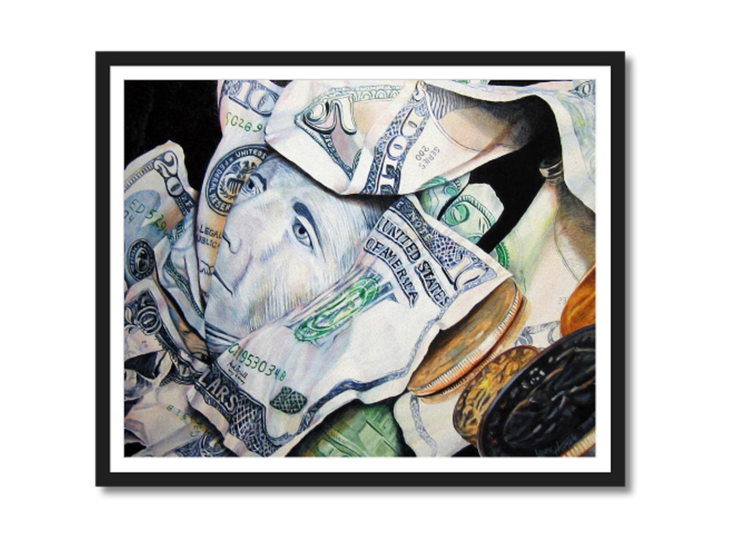 Office Wall Art, Money Poster, Gift For Boss, US Currency, Large Wall Art, Oil Painting, Large Canvas Art