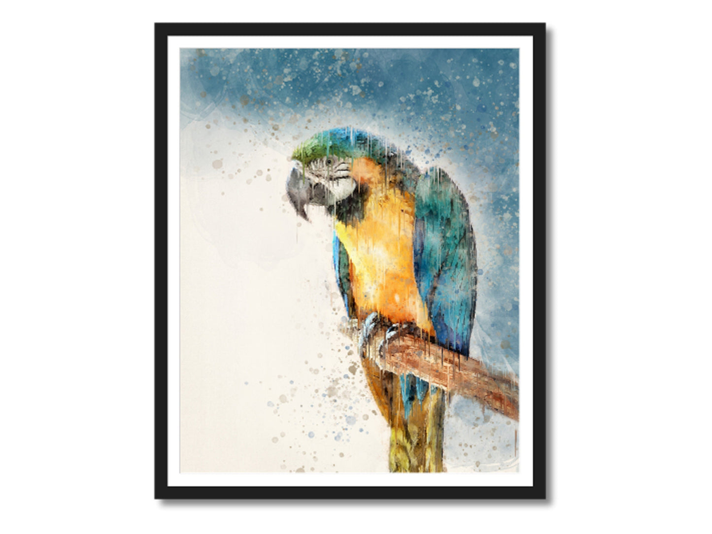 Canvas Print, Blue, Parrot Print, Rainforest, Watercolor Painting, Large Wall Art, Living Room Art
