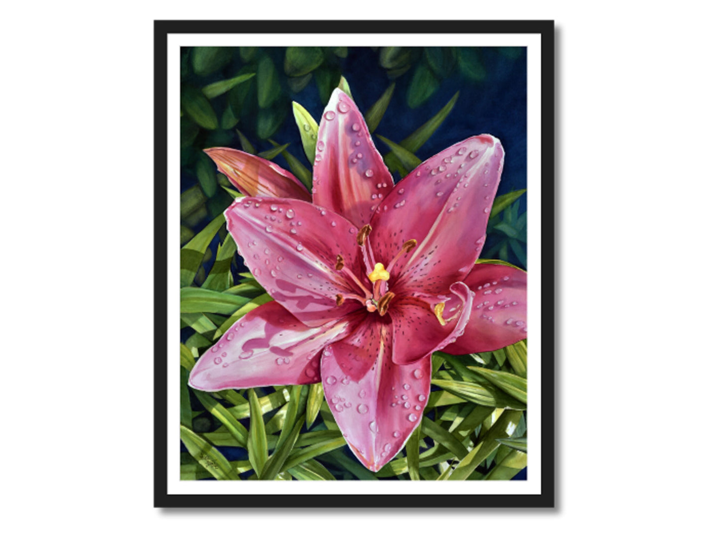 Pink, Lily, Canvas Print, Watercolor Painting, Above Bed Decor, Lily Wall Art, Large Wall Art