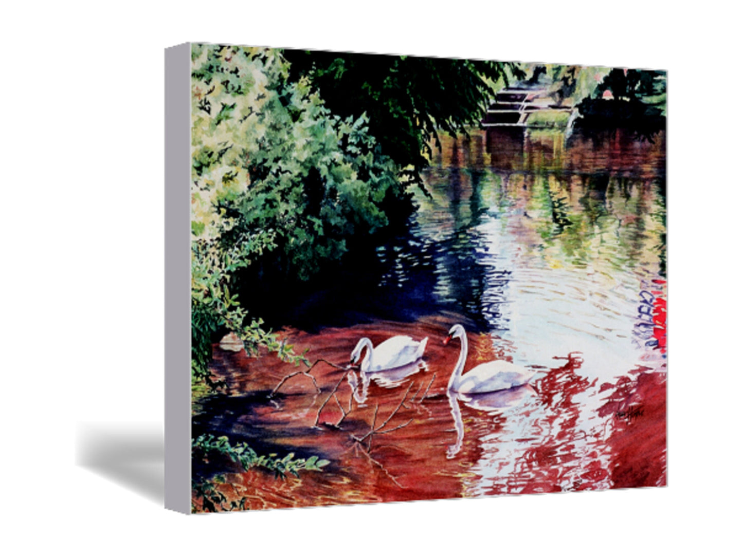 Swan Landscape Painting Fine Art Print