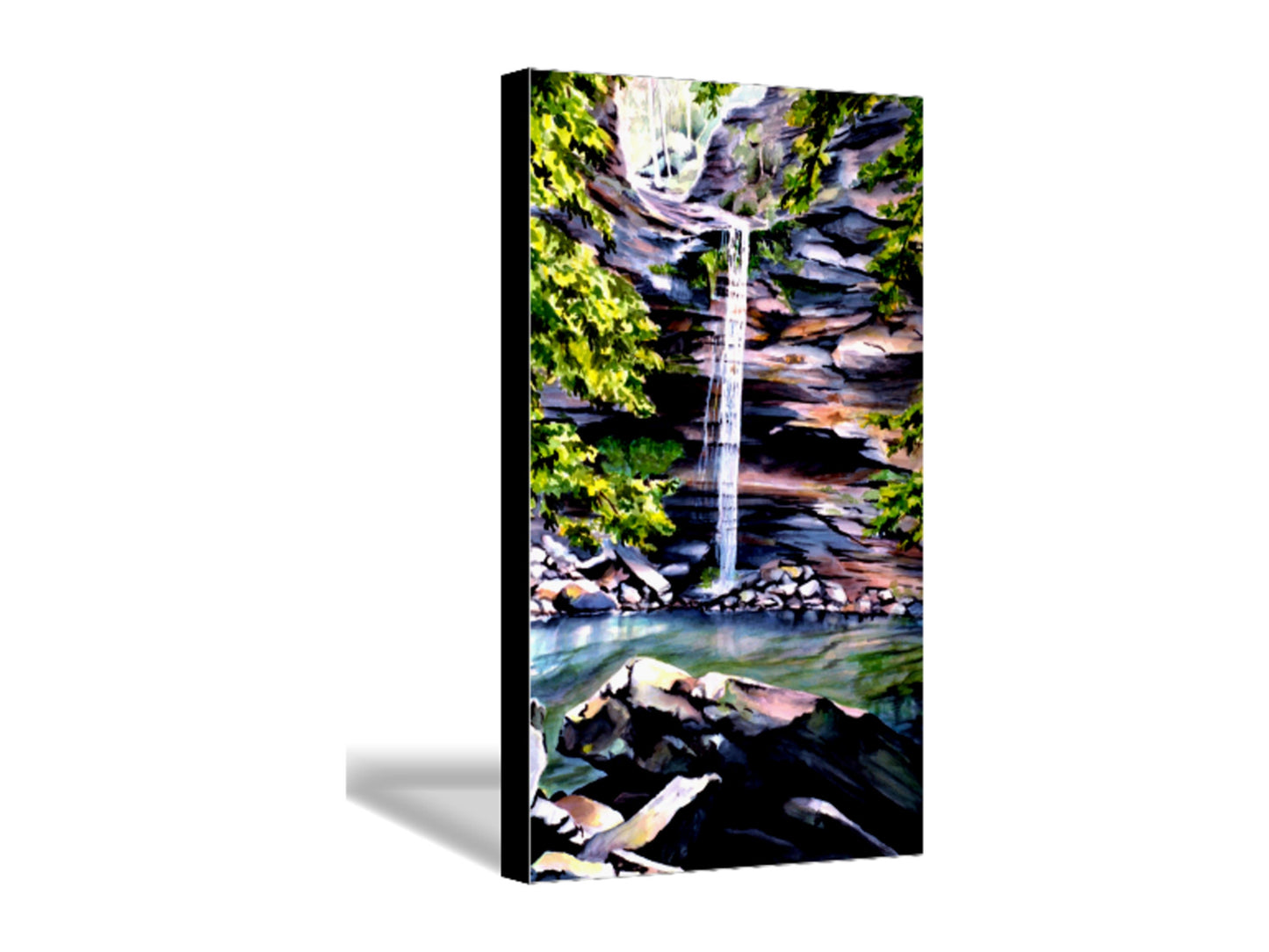 Watercolor Waterfall, Waterfall Painting, Large Art Print, Canvas Print, Nature Wall Art, Large Canvas Art